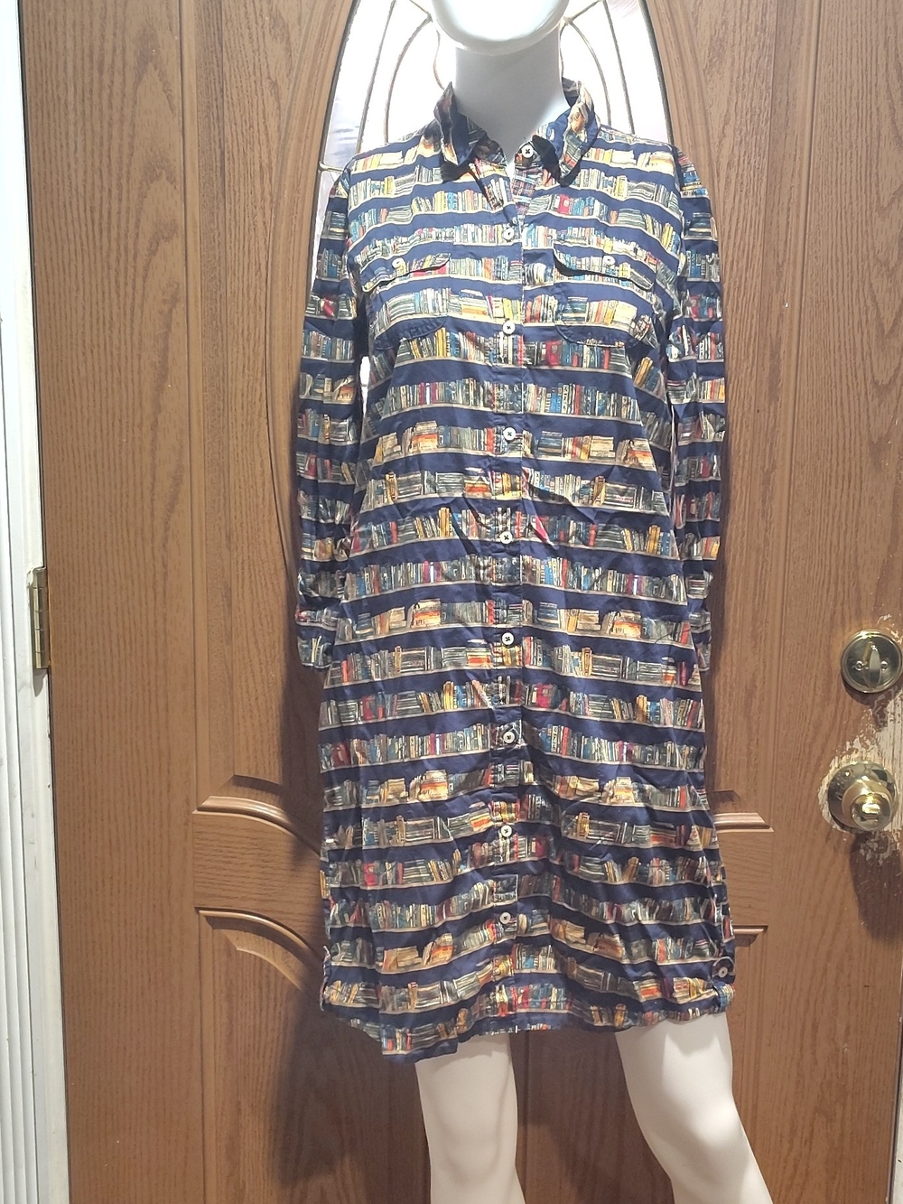 Tommy Hilfiger Navy Multicolor Striped Bookprint Shirt Dress